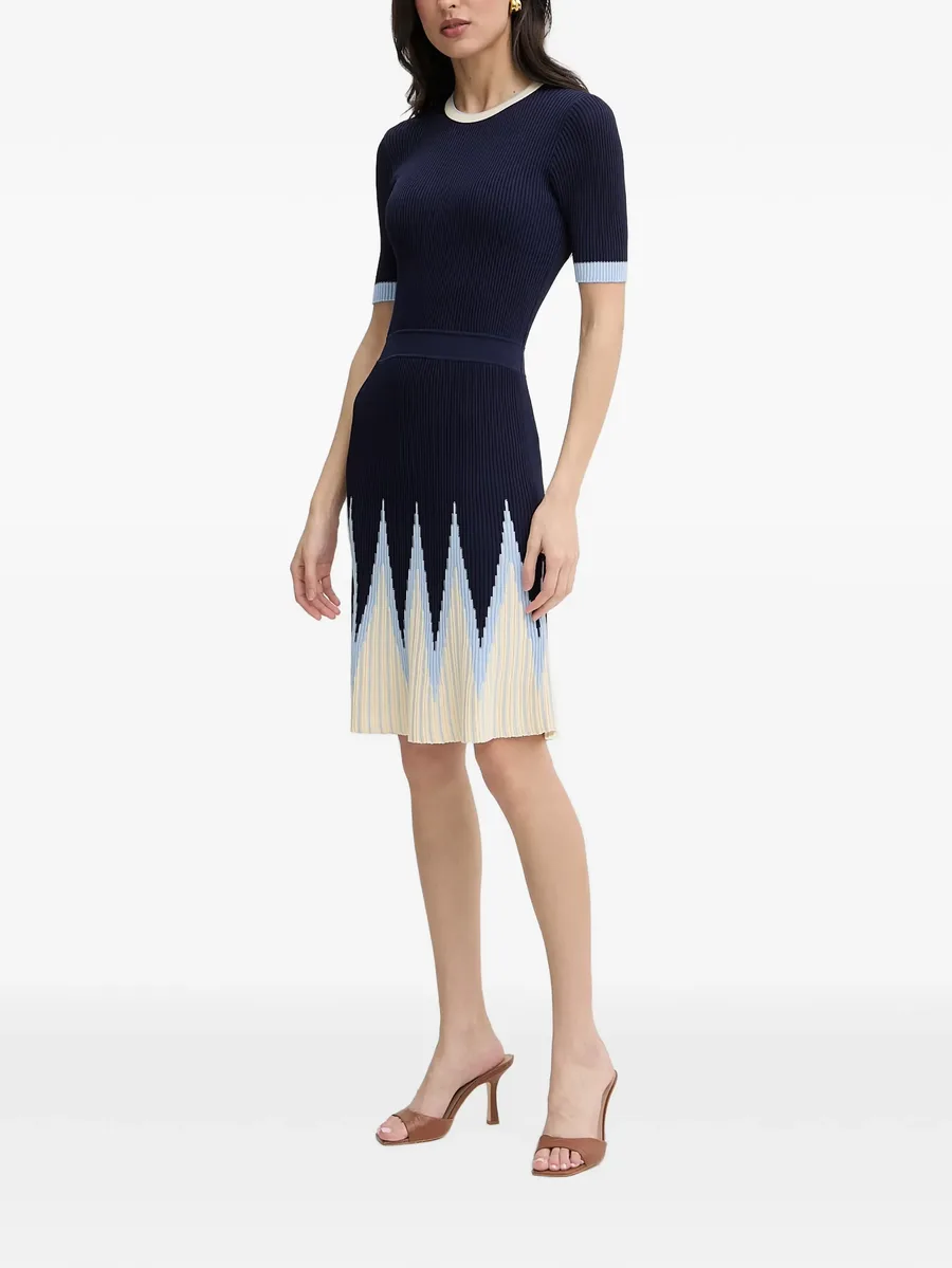 Allandi chevron-pattern ribbed-knit mini dress 2