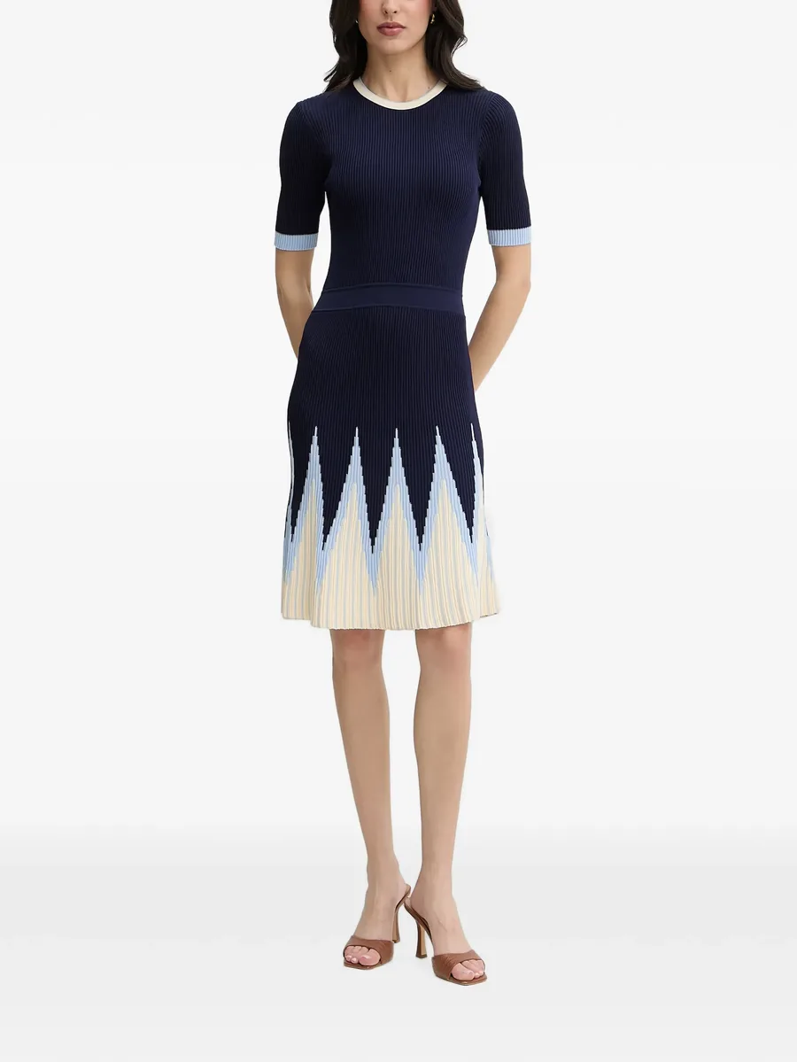 Allandi chevron-pattern ribbed-knit mini dress 1