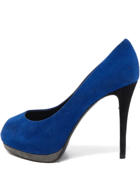 pre-owned 110mm suede peeptoe pumps