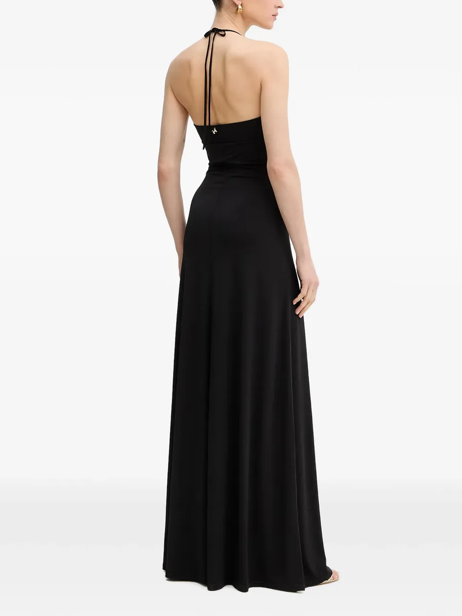 halterneck ruched maxi dress 3