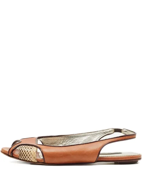 leather snakeskin-effect slingback sandals