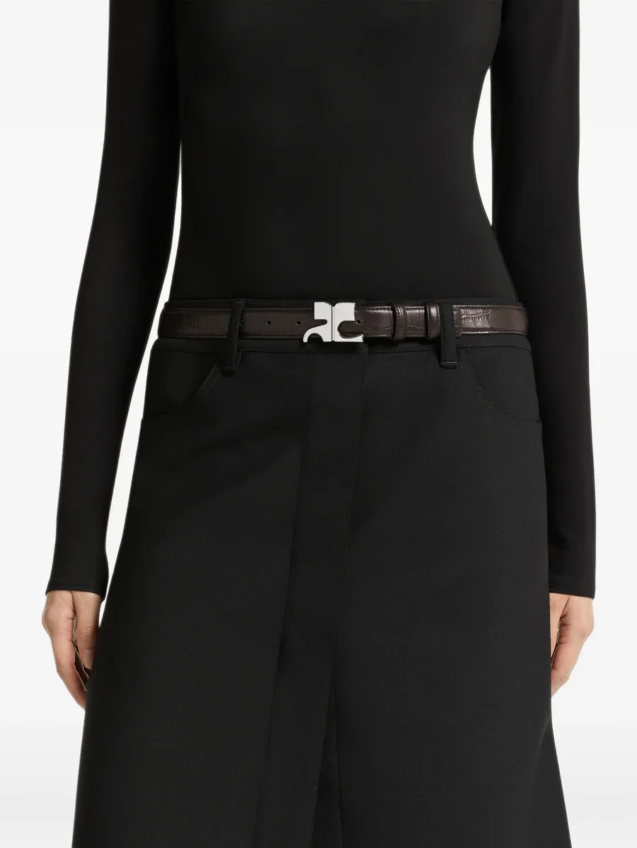 croc-embossed leather belt 4
