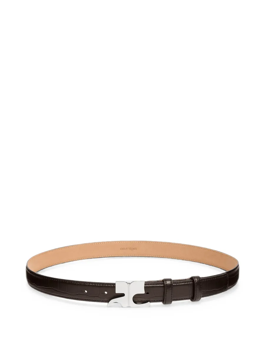 croc-embossed leather belt 1