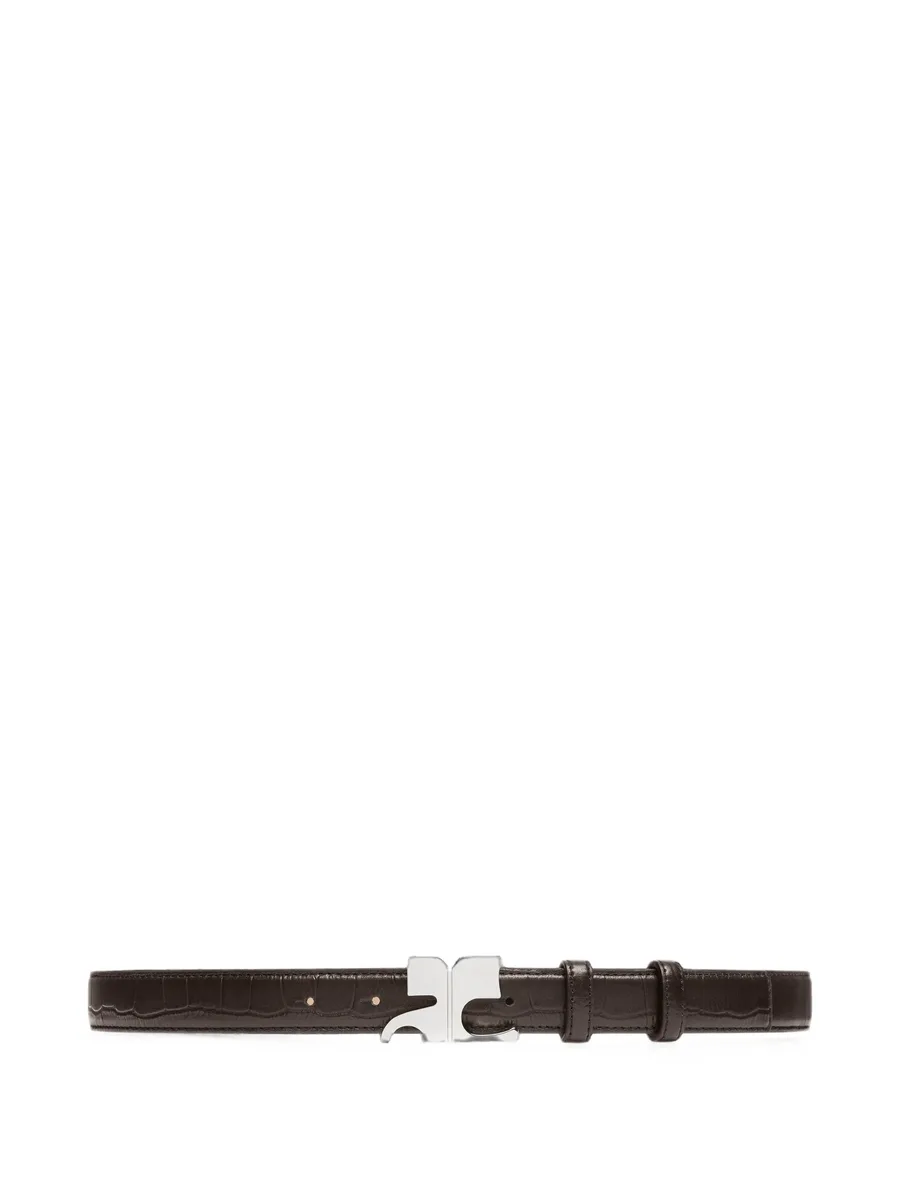 croc-embossed leather belt 3