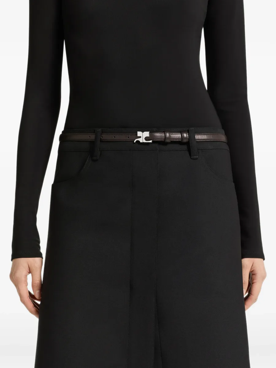 croc-embossed leather belt 4