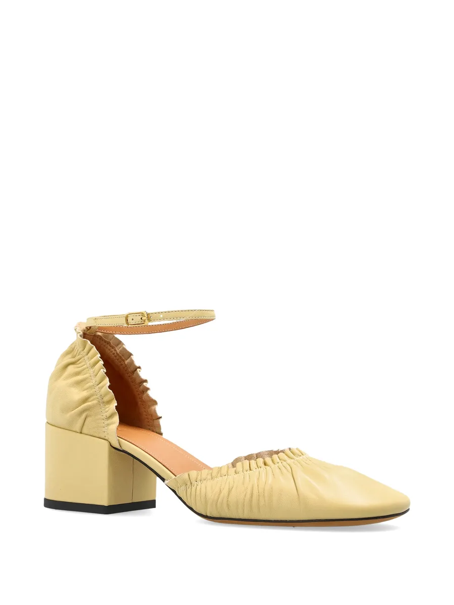 ruched leather heeled pumps 3