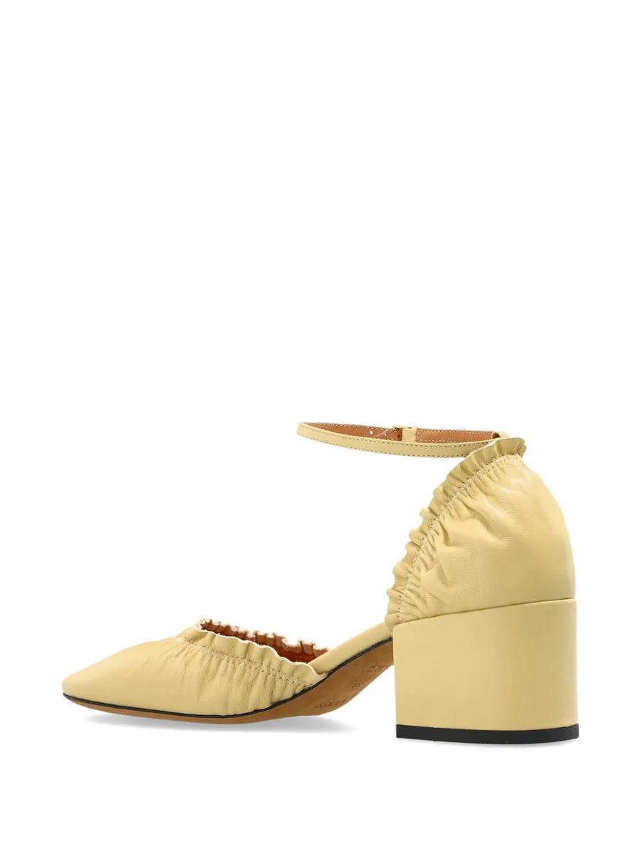 ruched leather heeled pumps 7