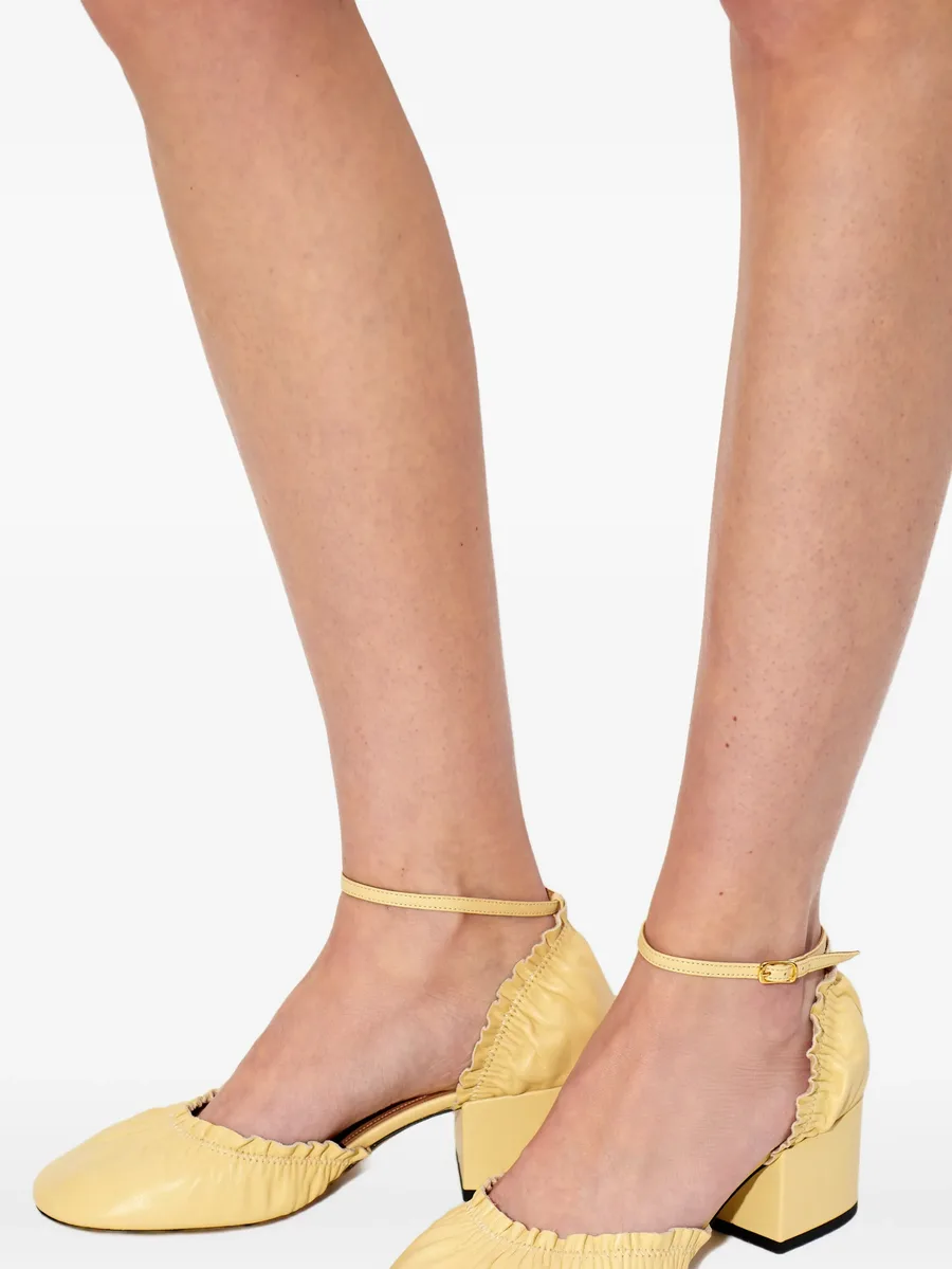 ruched leather heeled pumps 10