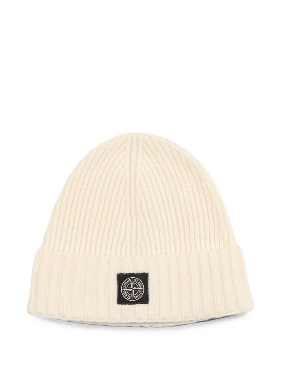 logo-patch ribbed-knit beanie hat 1