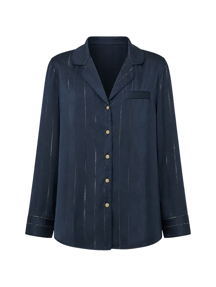 metallic-stripe notched-lapel shirt 1