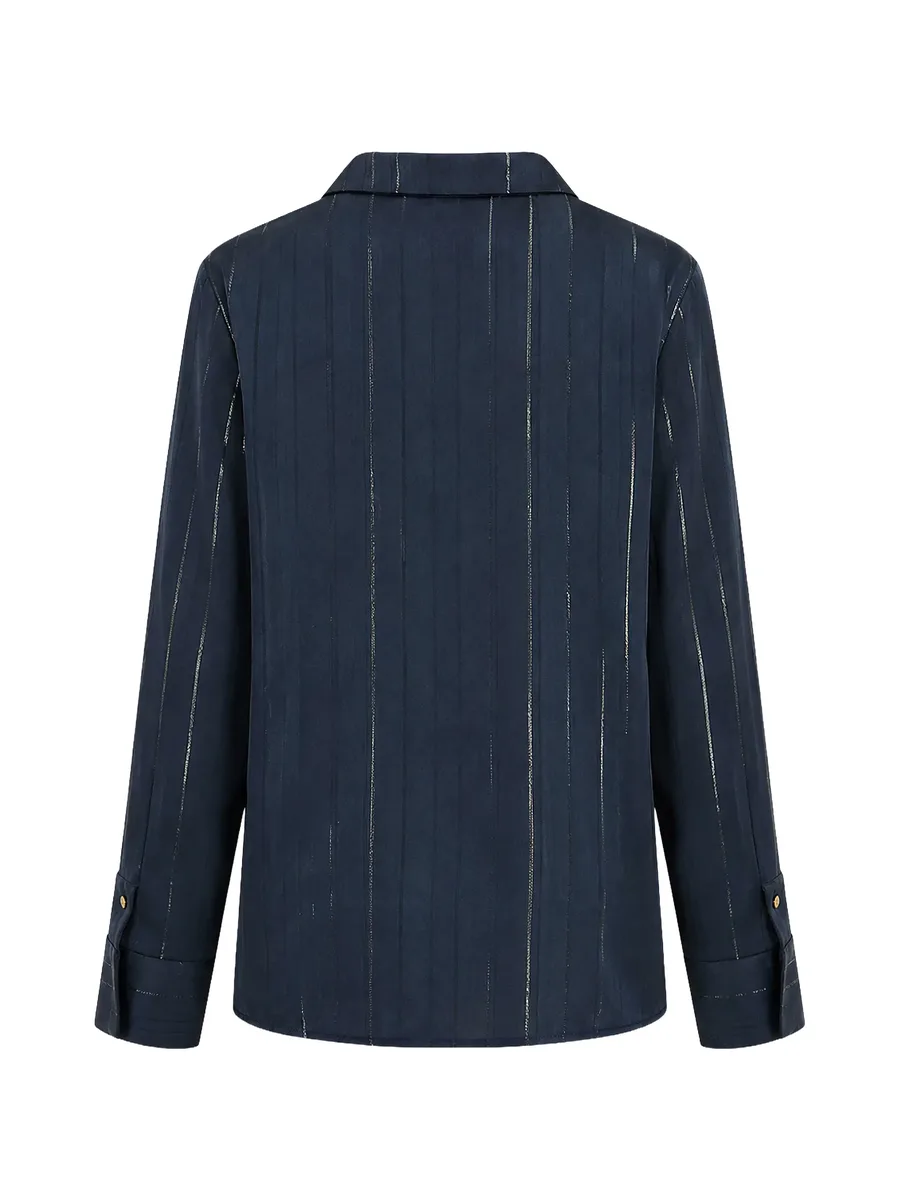 metallic-stripe notched-lapel shirt 2
