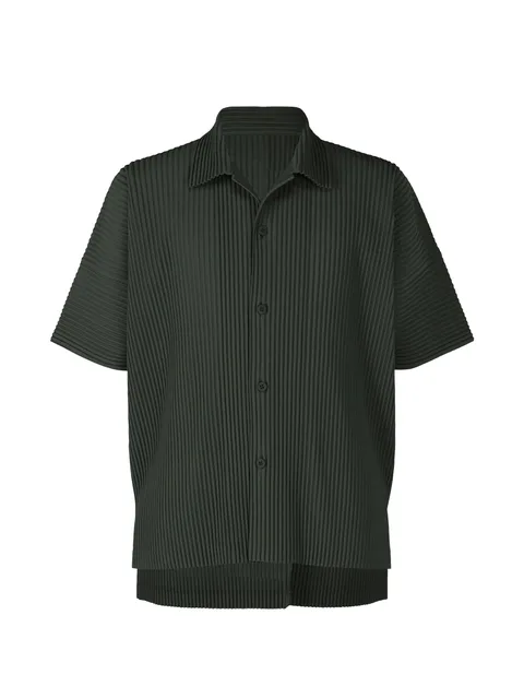 pleated button-down shirt