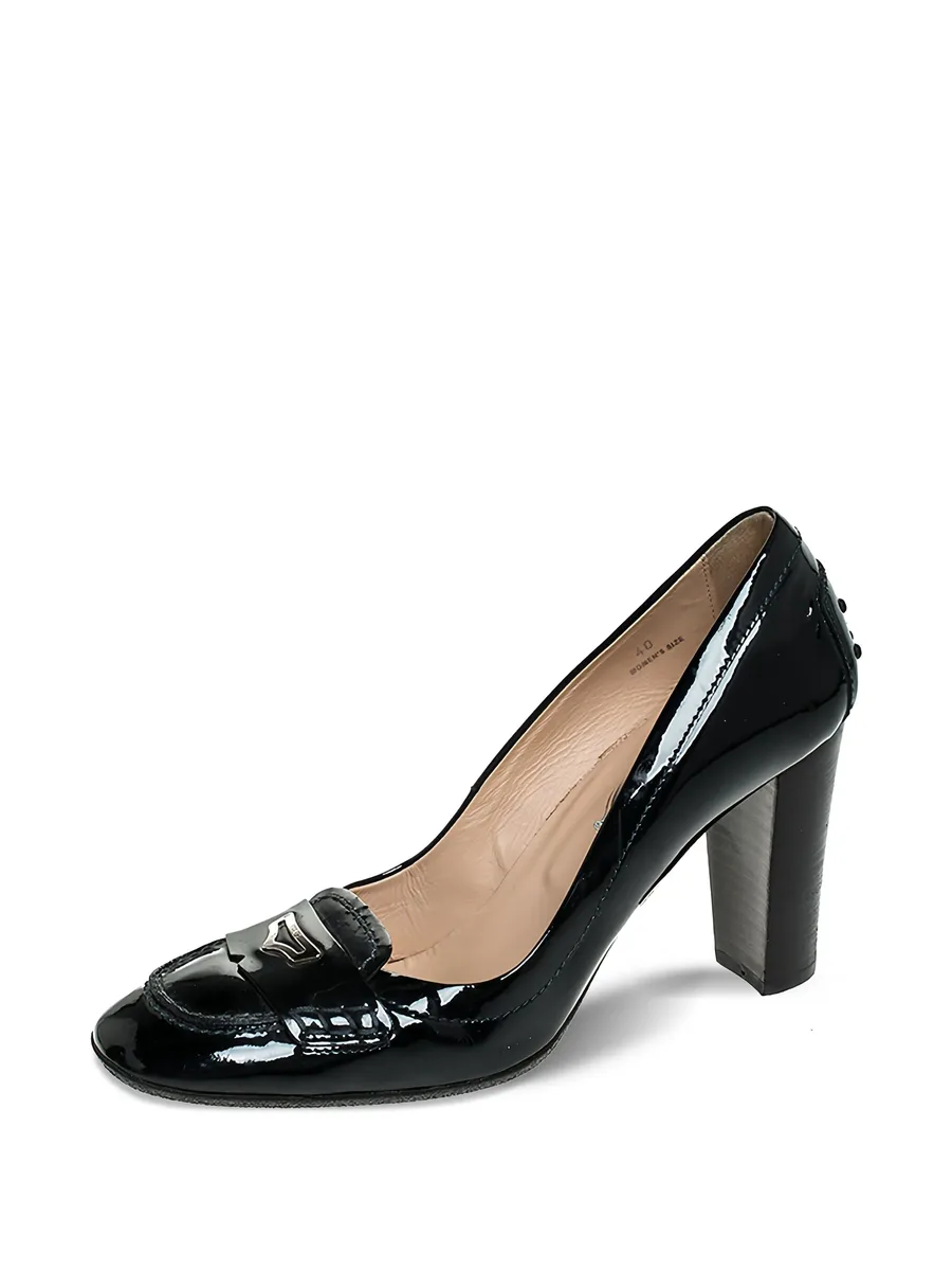 95mm patent leather block-heel pumps 3