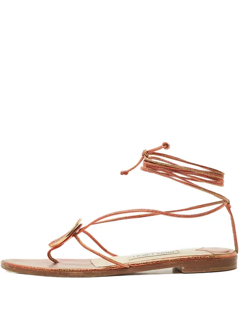 leather ankle-wrap sandals