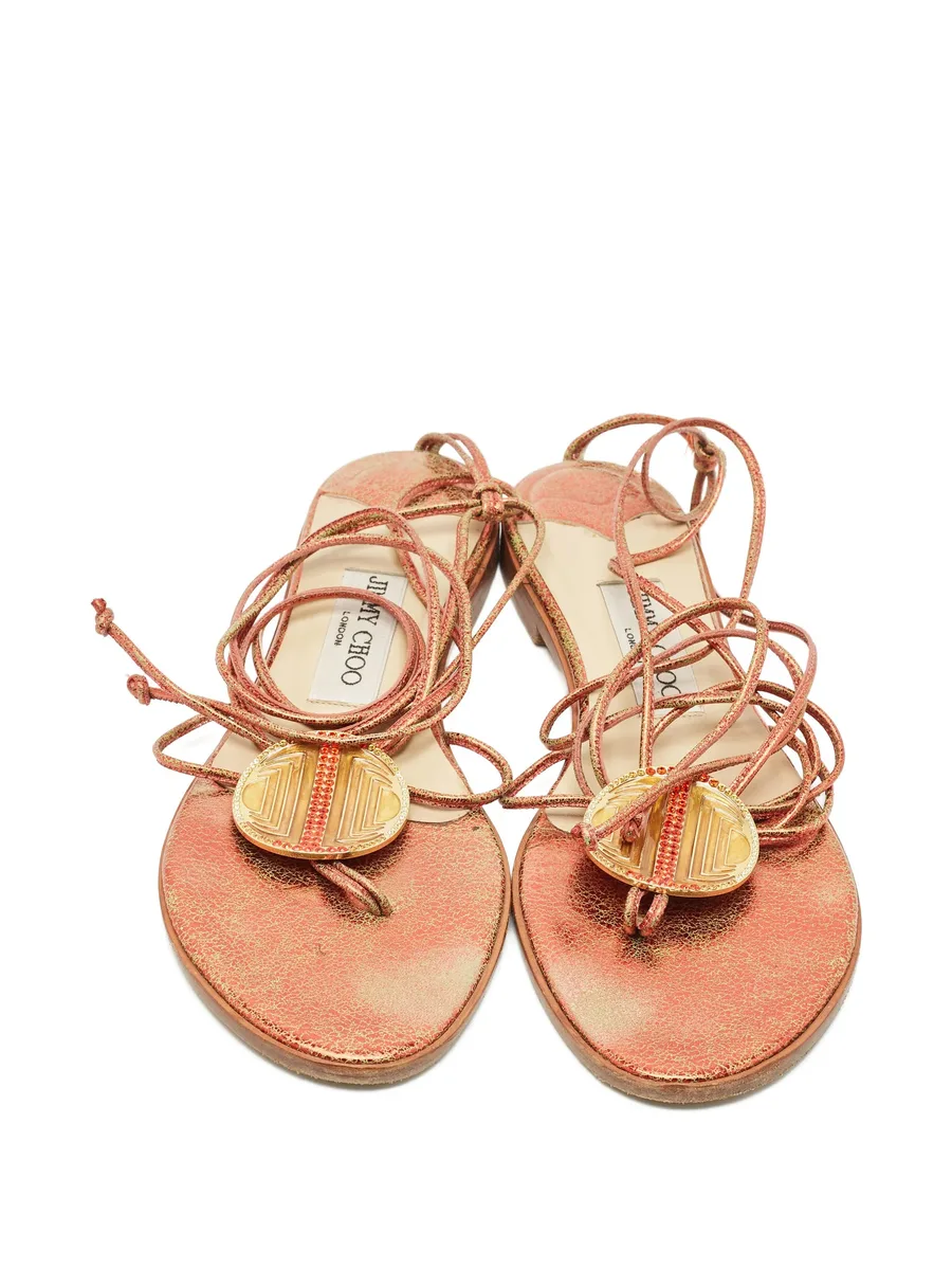 leather ankle-wrap sandals 5