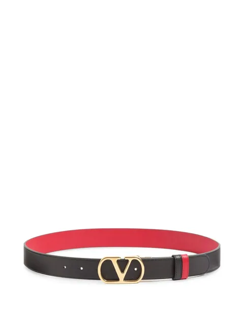 VLogo Signature reversible shiny calfskin belt