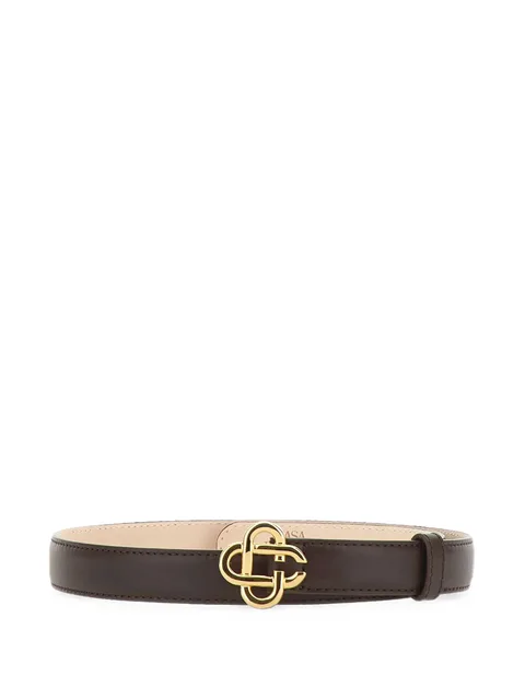 logo-buckle leather belt