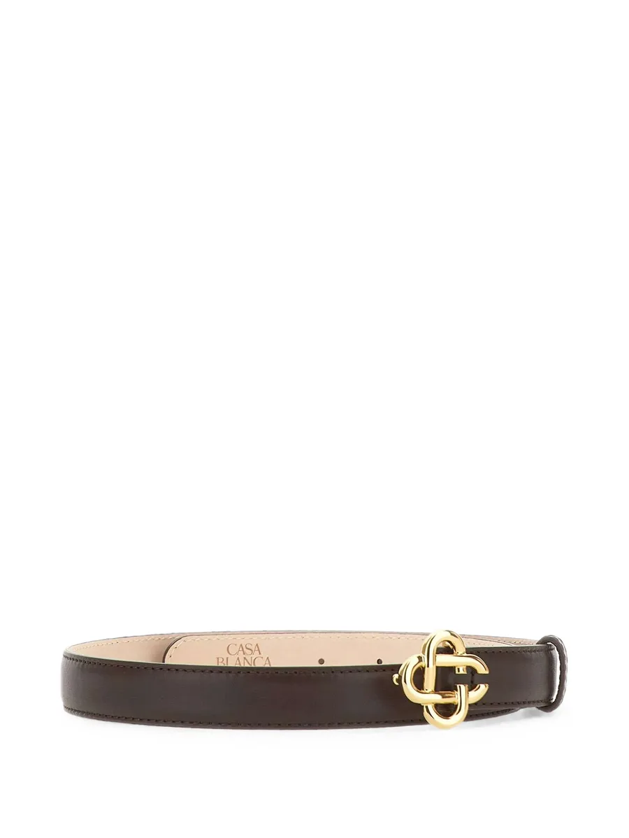 logo-buckle leather belt 2