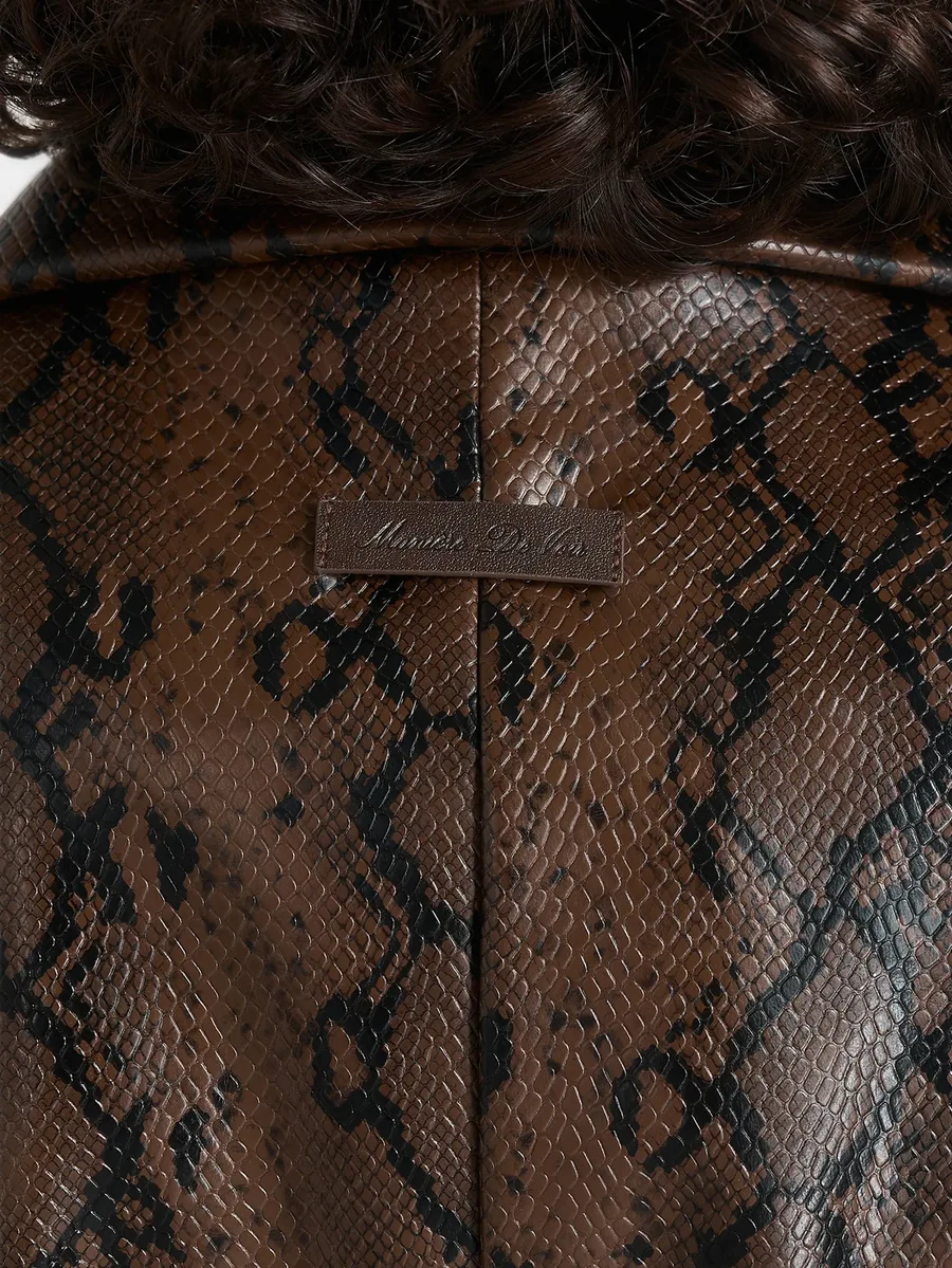 Esma python asymmetric coat with cinch belt 5