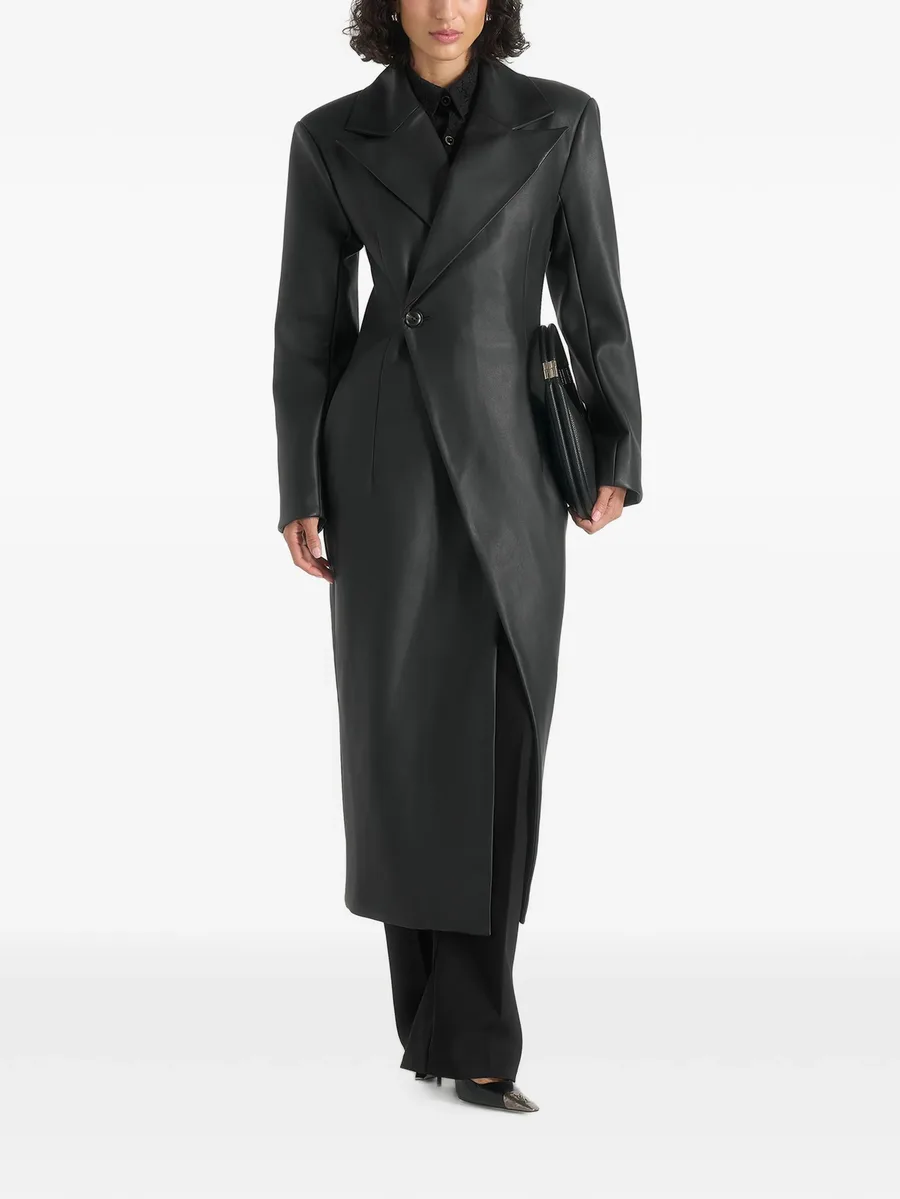 Esma leather asymmetric coat with cinch belt 2