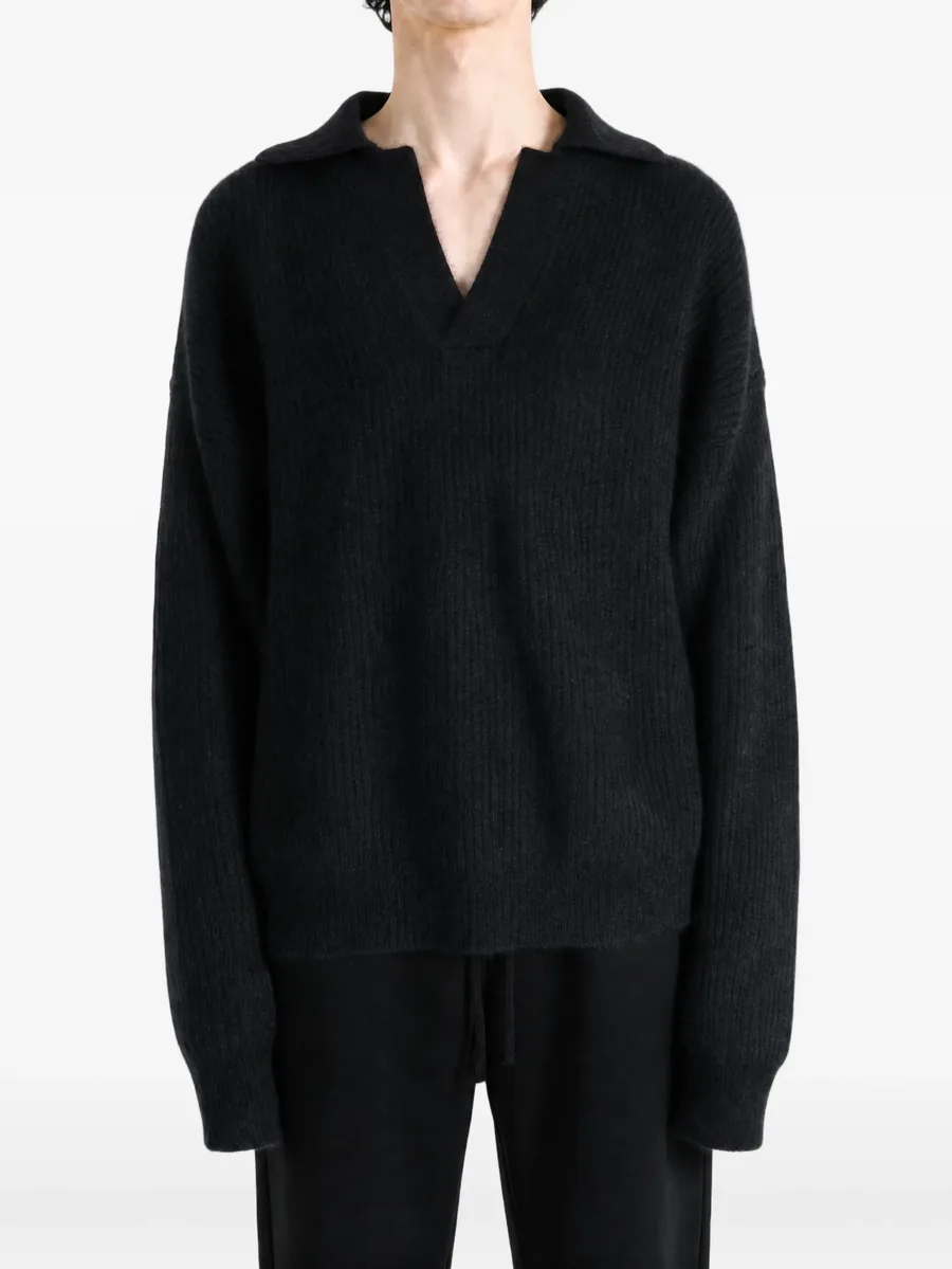 ribbed-knit spread-collar sweater 2