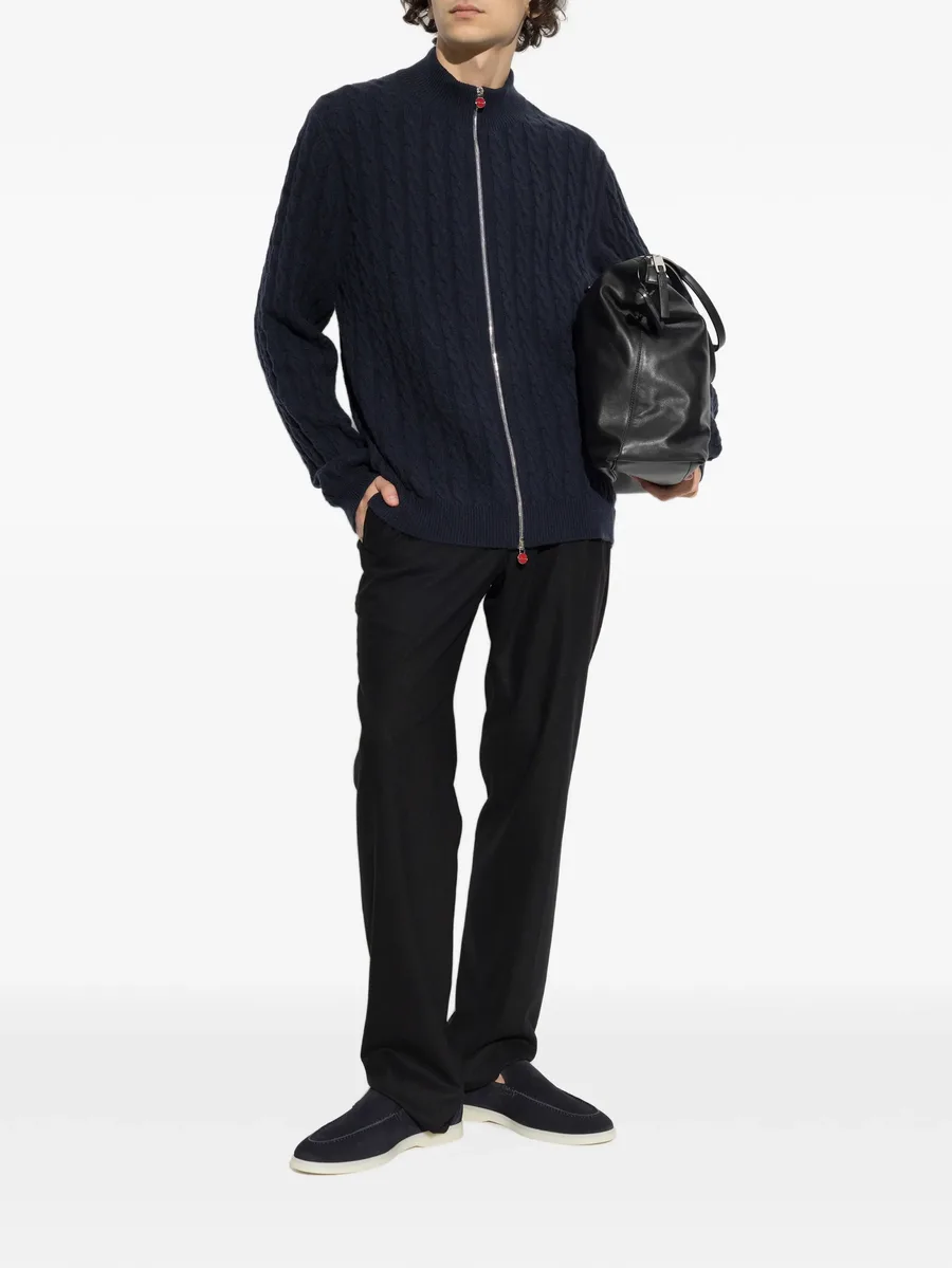 cable-knit zip-up cardigan 2