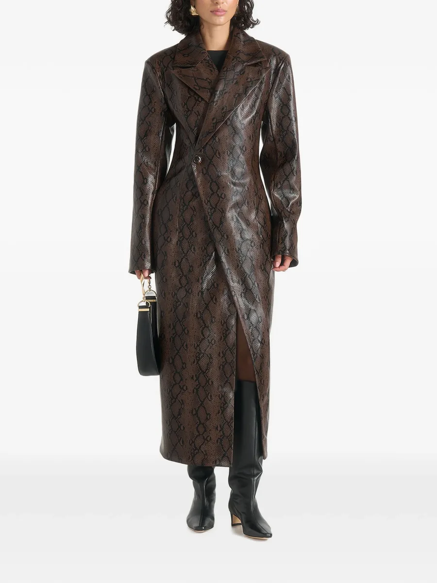 Esma python asymmetric coat with cinch belt 2