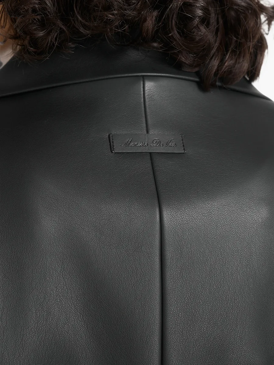 Esma leather asymmetric coat with cinch belt 5