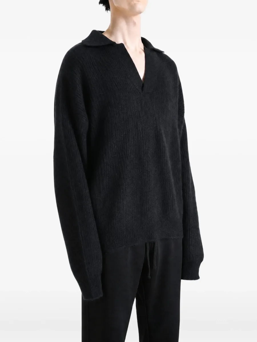 ribbed-knit spread-collar sweater 3