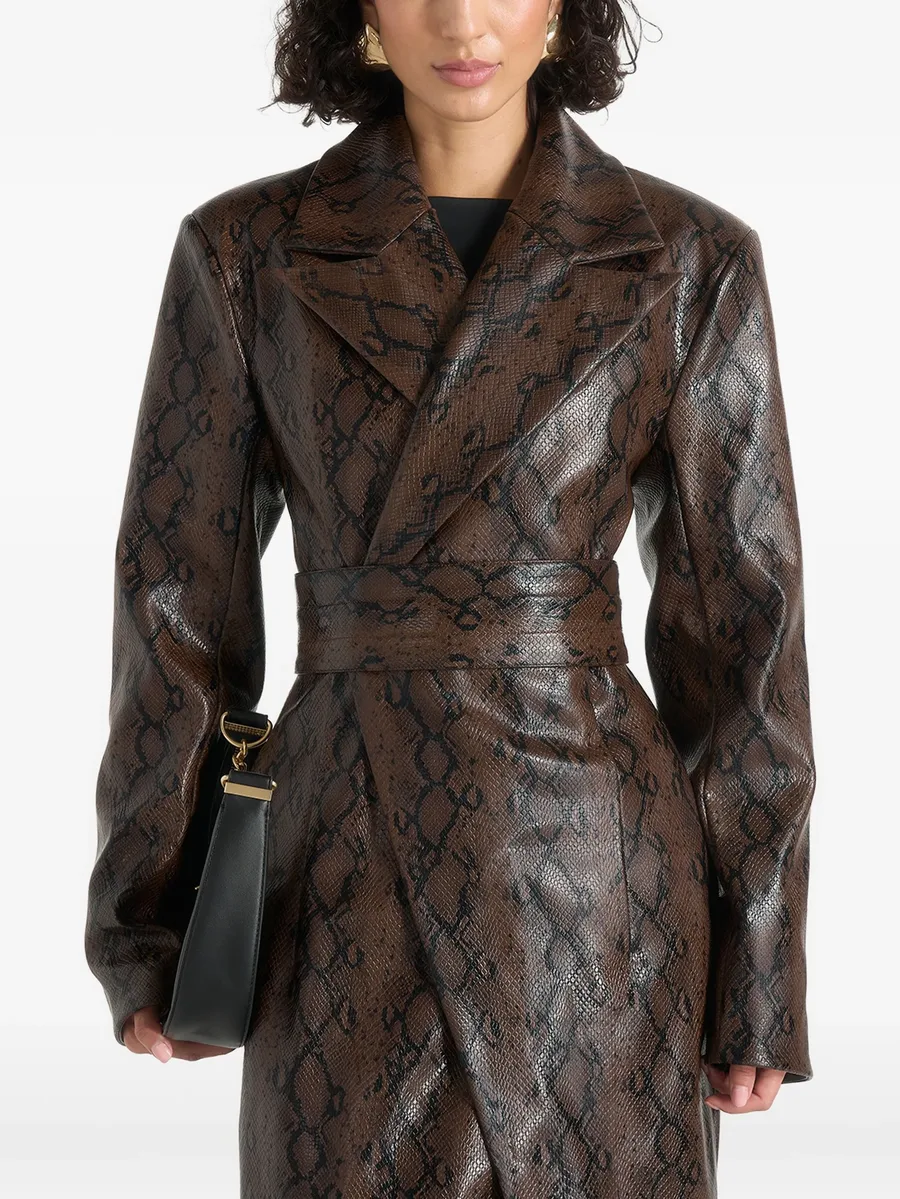 Esma python asymmetric coat with cinch belt 4