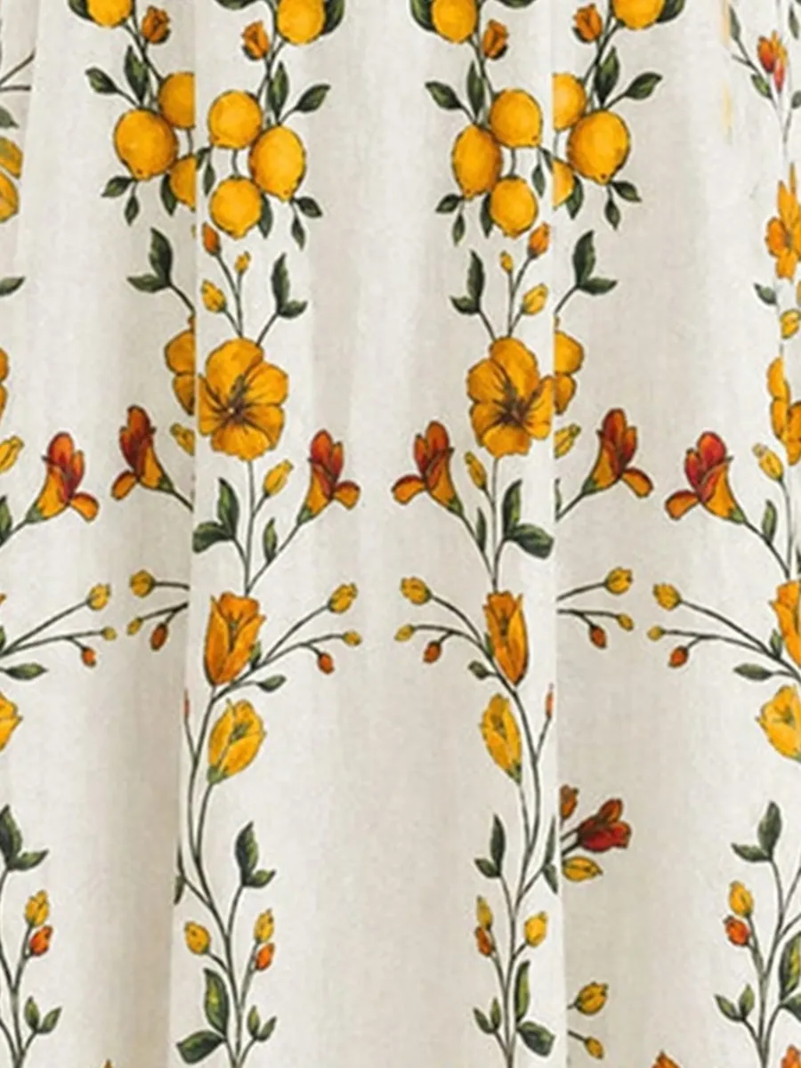 Lemon Bouquet scalloped-hem midi skirt 2
