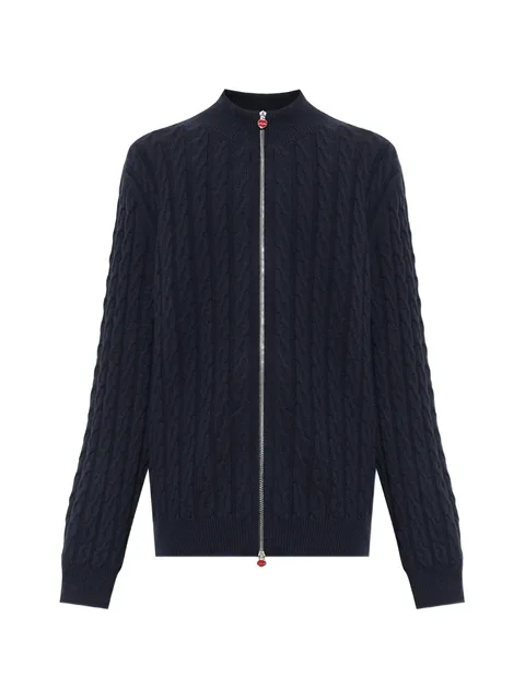 cable-knit zip-up cardigan