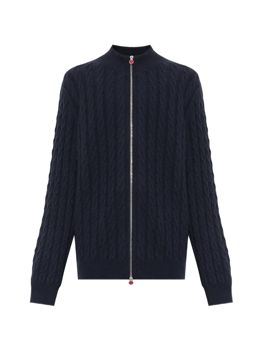 cable-knit zip-up cardigan 1
