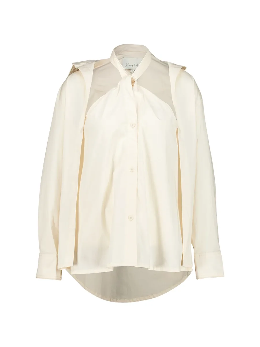 bow-neck layered-effect shirt 1