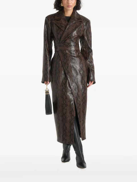 Esma python asymmetric coat with cinch belt