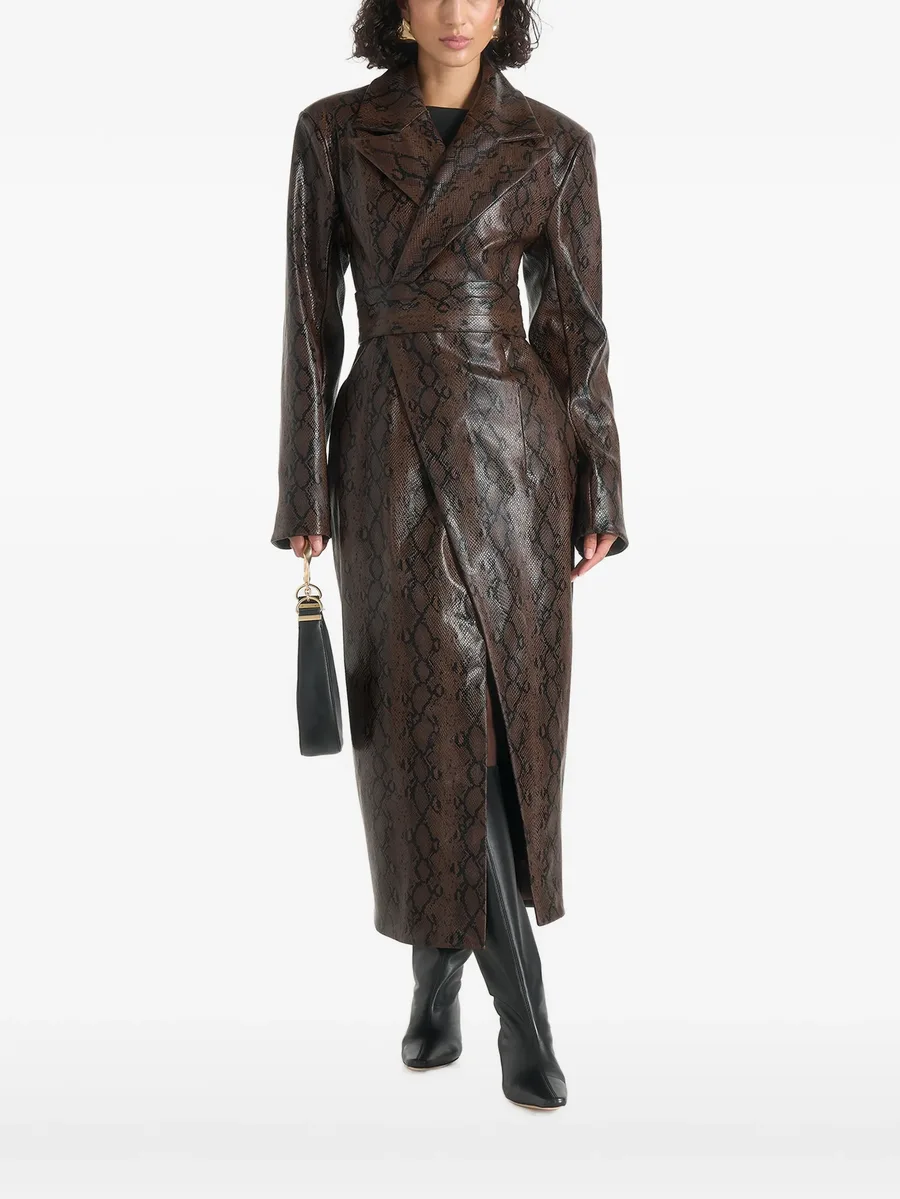 Esma python asymmetric coat with cinch belt 1