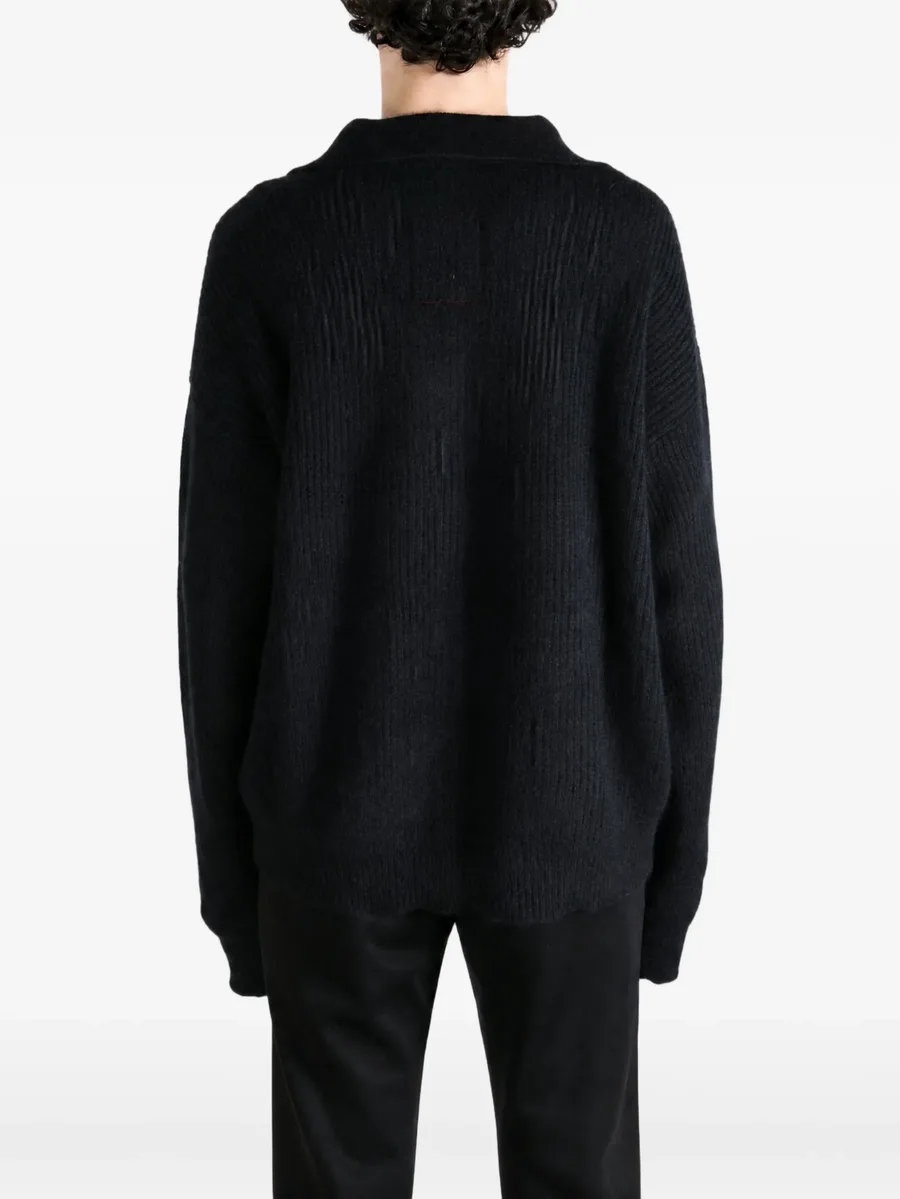 ribbed-knit spread-collar sweater 4