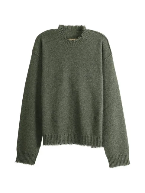 distressed-effect knitted sweater