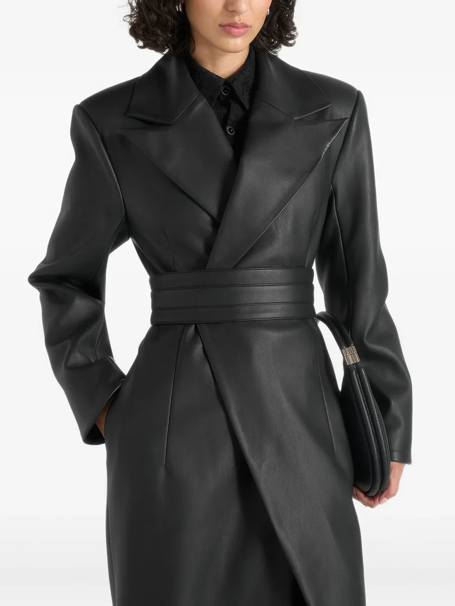 Esma leather asymmetric coat with cinch belt 4