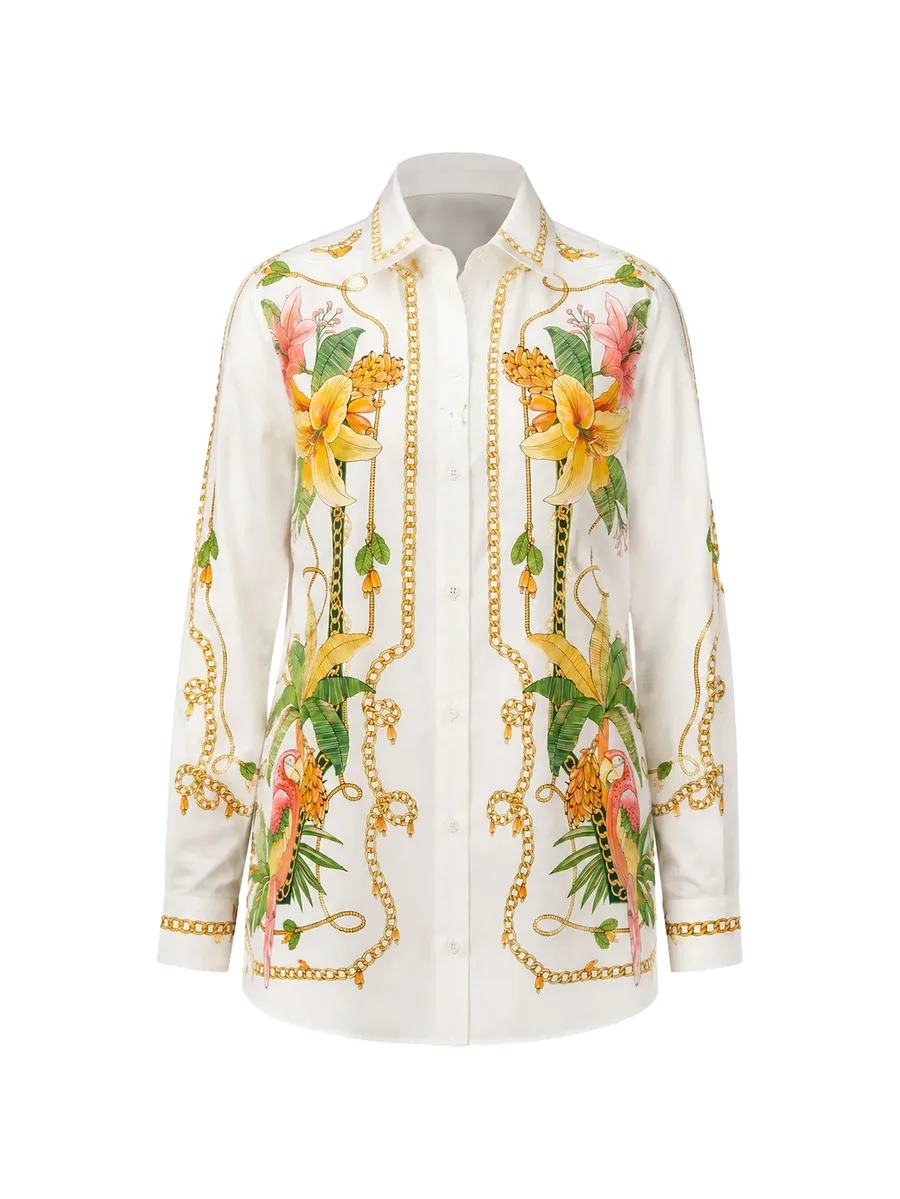 Tropical Royalty-print long-sleeve shirt 1