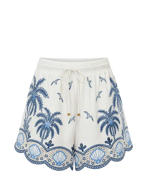 embroidered scalloped shorts