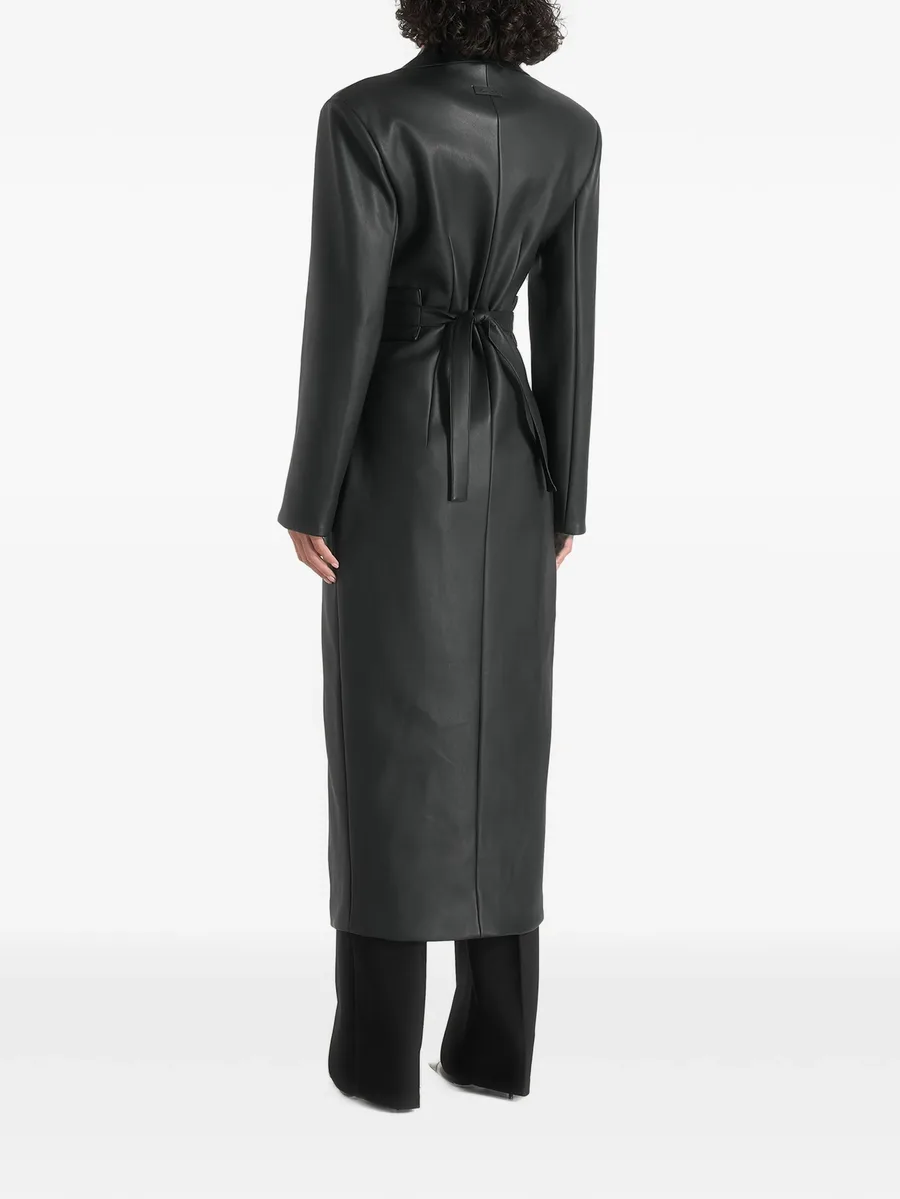 Esma leather asymmetric coat with cinch belt 3