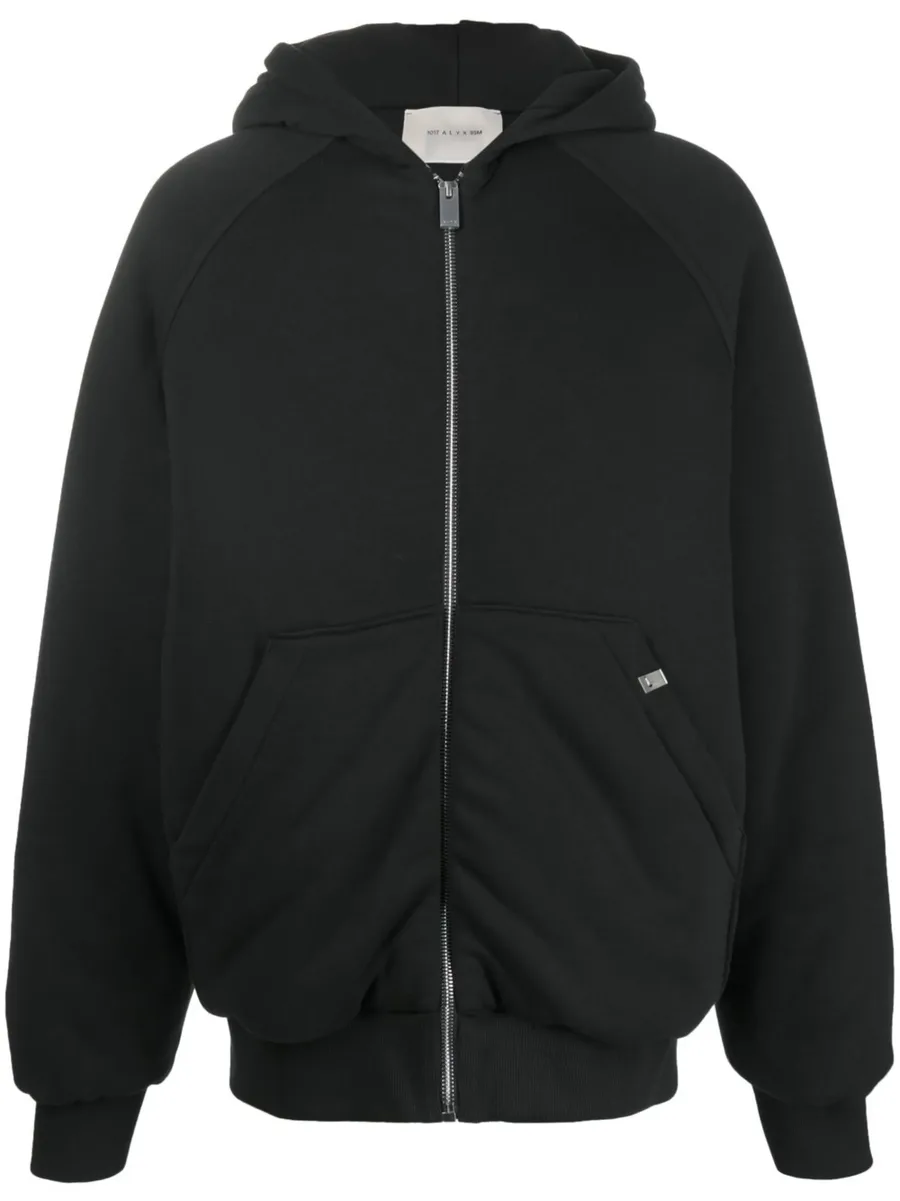 logo-embroidered hooded bomber jacket 2