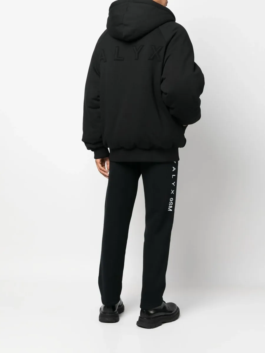logo-embroidered hooded bomber jacket 3