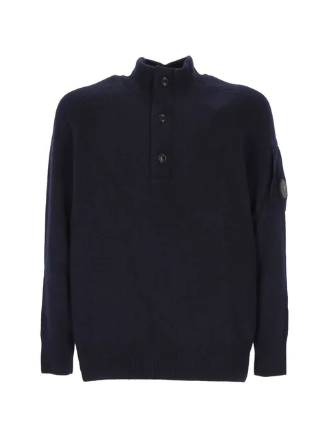 lambswool half button Lens sweater