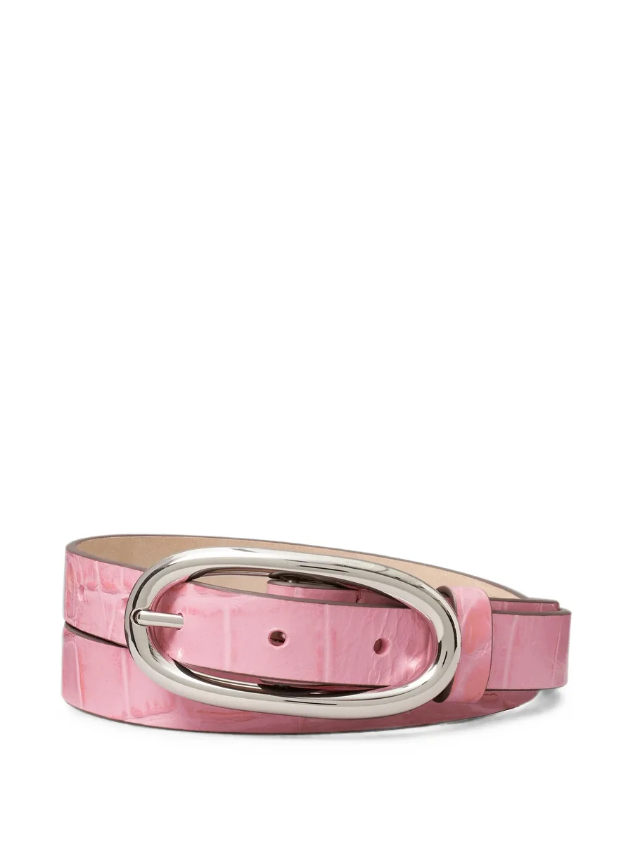 pierced embossed croc large buckle belt 1