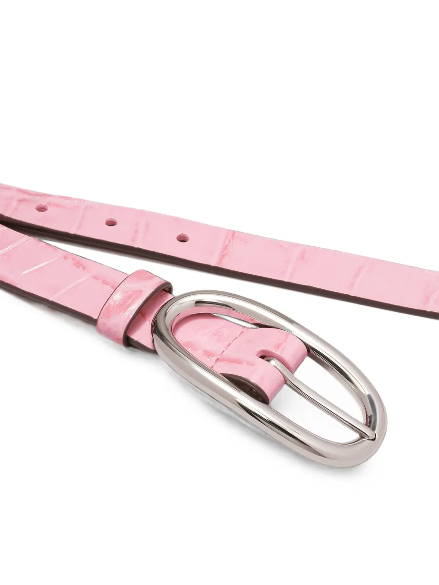 pierced embossed croc large buckle belt 2