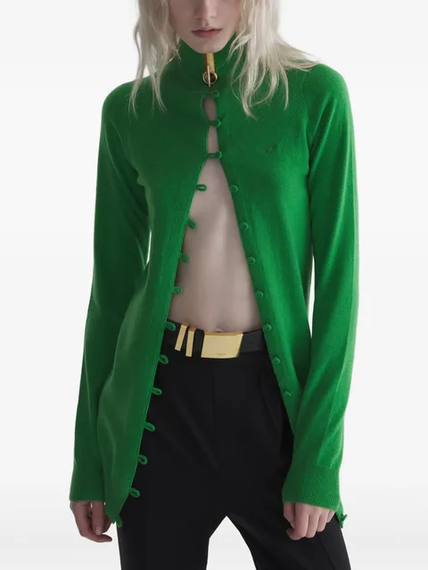 emerald cashmere open cardigan
