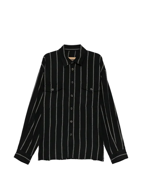 vertical-stripe chest-pocket shirt