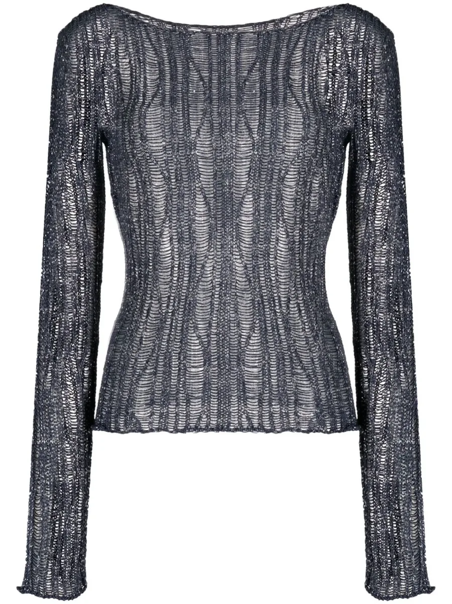 boat-neck open-knit sweater 1